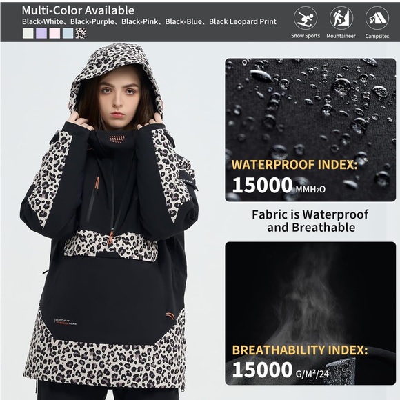 Women's Black and White Snow Jacket snowboard ski - Picture 4 of 4